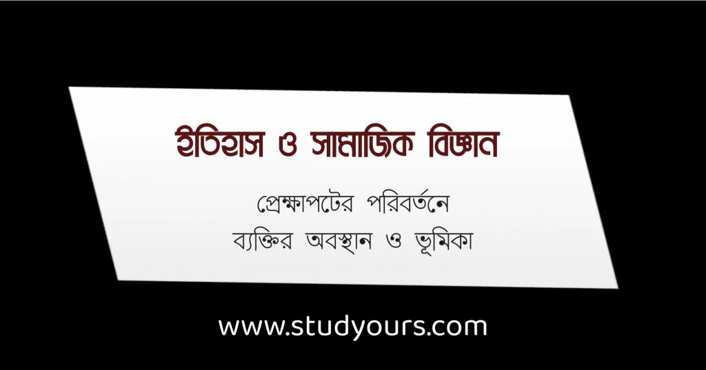 প্রেক্ষাপটের পরিবর্তনে ব্যক্তির অবস্থান ও ভূমিকা